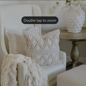 My Texas House Mckinney Woven Textured Diamond Stripe Farmhouse Throw Pillow